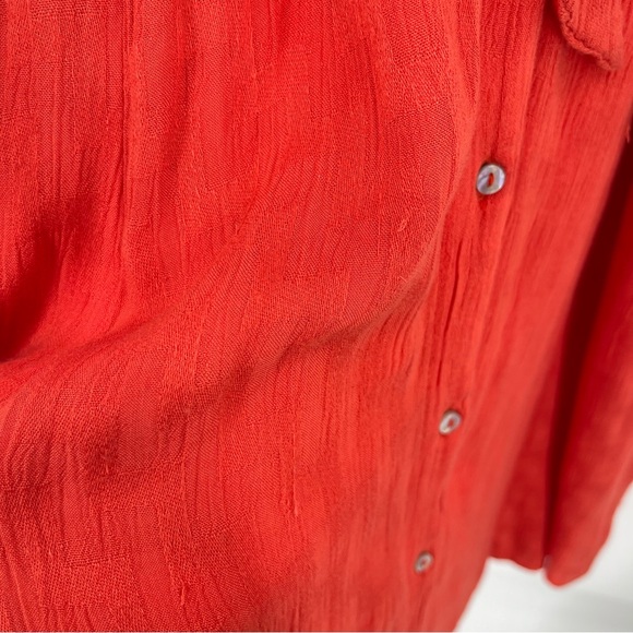 Free People Love to Love You Reddish Orange Embroidered Button-Up Midi Dress - Picture 13 of 16